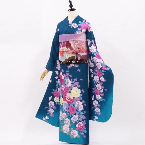 正絹振袖 写真通りの販売6点セット 長襦袢・帯・帯揚・帯〆・重衿付き 麗しのレディローズ 着物だけなら16,500円（税込）
