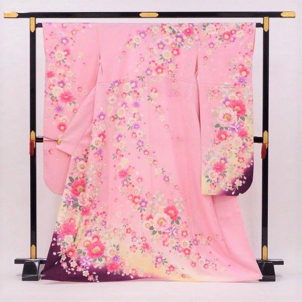 正絹表地 振袖 中古 販売 ふんわり花柄の愛されピンク