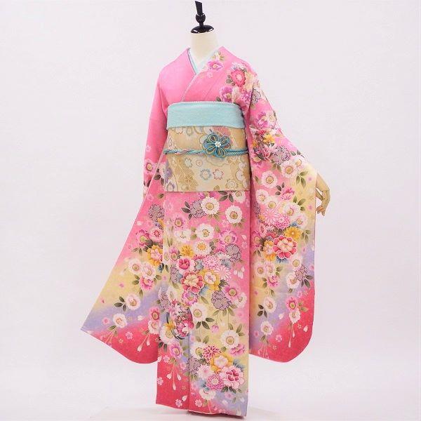 正絹振袖 写真通りの販売6点セット 長襦袢・帯・帯揚・帯〆・重衿付き 乙女心くすぐる愛されガーリーピンク 着物だけなら22,000円(税込)