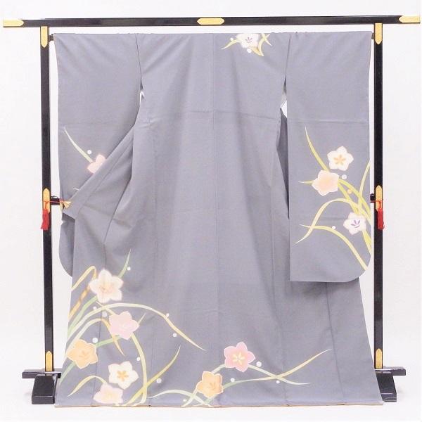 振袖販売 グレー モダンな桔梗柄【正絹】【中古】