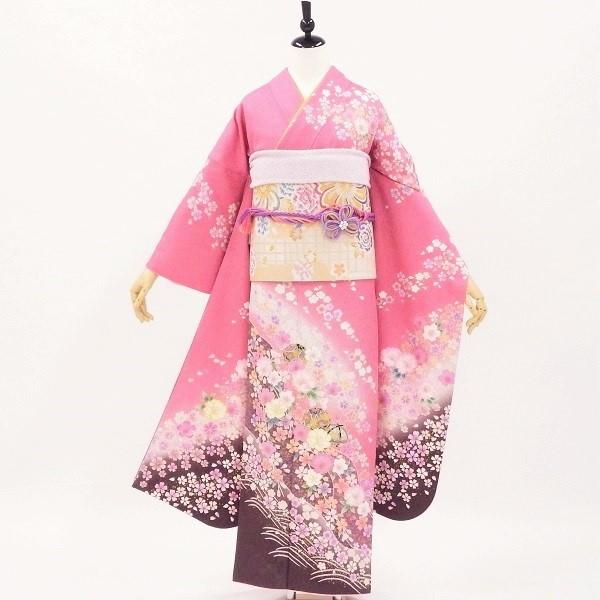 中古】正絹 振袖 フルセット 販売6点セット 半衿付き長襦袢・帯