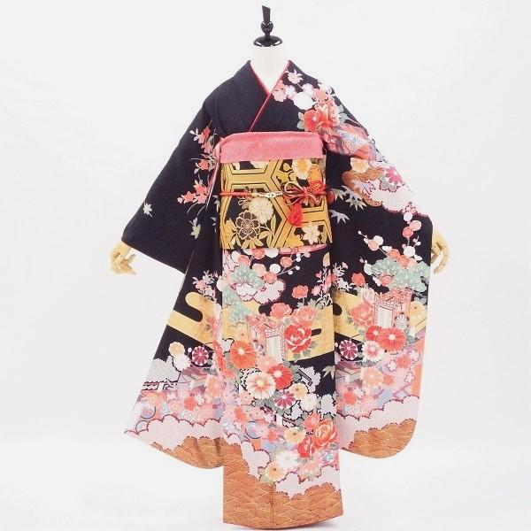 中古】正絹 振袖 フルセット 販売6点セット 半衿付き長襦袢・帯・帯揚