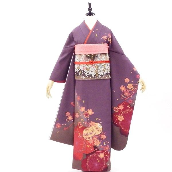 中古】正絹 振袖 フルセット 販売6点セット 半衿付き長襦袢・帯・帯揚 