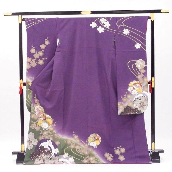 正絹振袖 中古販売 和柄を散りばめた柔らかパープル