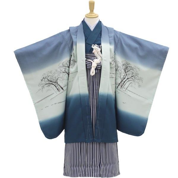 七五三 男の子 5歳 着物 販売セット 着付け小物付き 寒空に弓引く子供