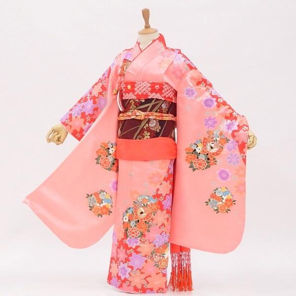 【販売】【中古】七五三 フルセット 着付け小物付き 7歳 ピンク 桜尽くし 身長約109〜115ｃｍ