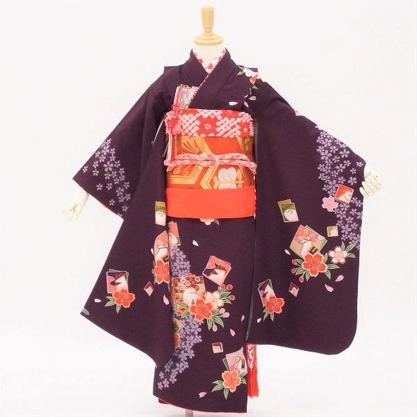 人気商品を再販売！【販売】【中古】七五三 フルセット 7歳 あずき色 かわいい十二支の宴 身長約109〜115ｃｍ