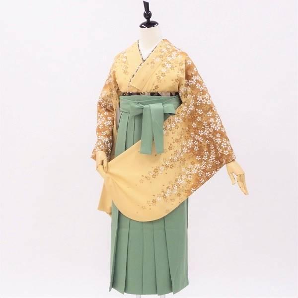 卒業式 着物と袴 6点セット販売 身長約147から150ｃｍ対応 肩にこぼれる枝垂れ桜 シックなクリーム色