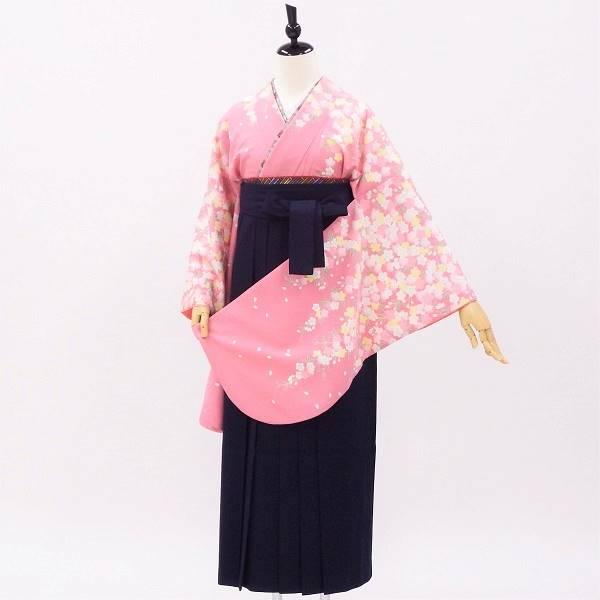卒業式 着物と袴 6点セット販売 身長約155から166ｃｍのサイズ展開 満開の枝垂れ桜 ピンク