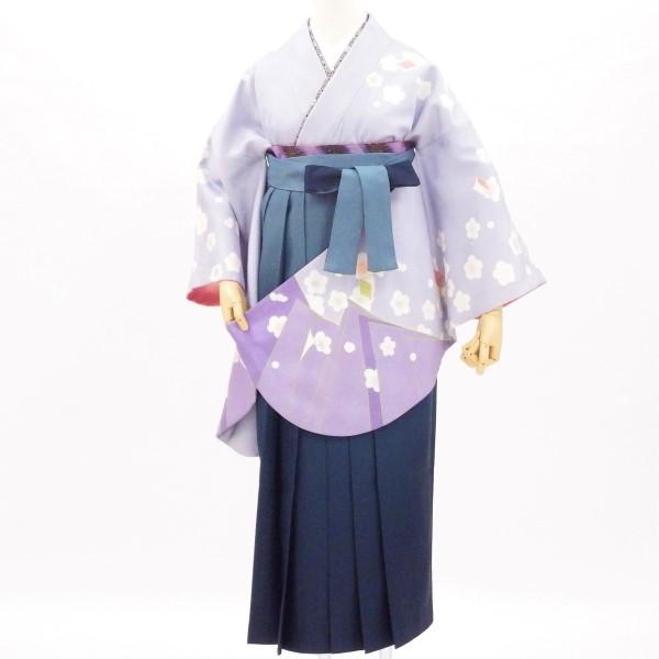 卒業式 着物と袴 6点セット販売 身長約151から154ｃｍ対応 梅の香りのふんわりブルーグレー