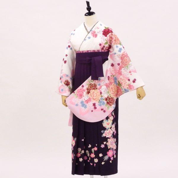 卒業式 着物と袴 6点セット販売 身長約158から162ｃｍ対応 乙女の花園 白×ピンク