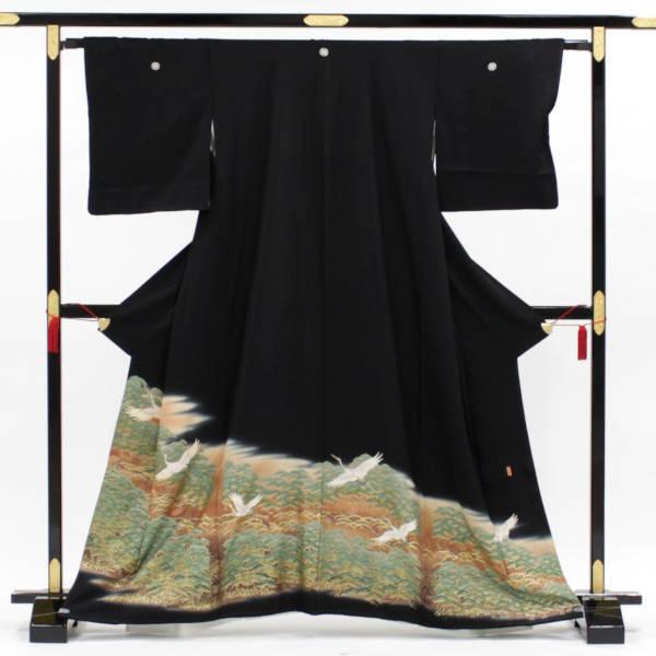 正絹 黒留袖 単品販売 貸衣装をリサイクル 希少なゆったりサイズ 松林 