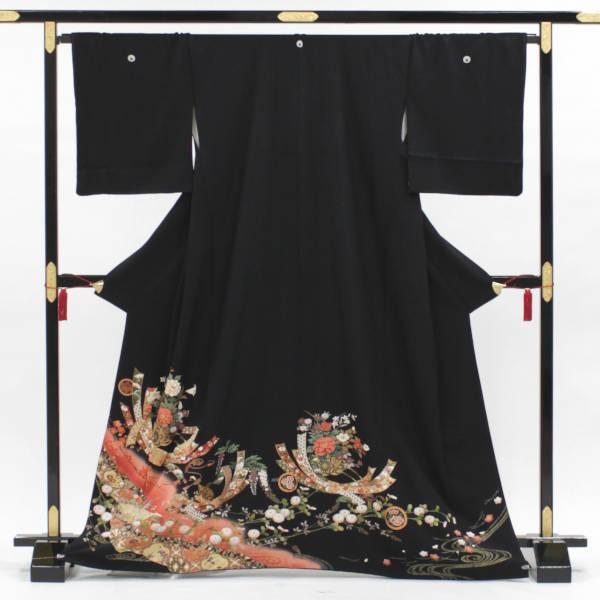 長襦袢と黒留袖の2点セット販売 貸衣装をリサイクル販売 正絹表地 黒 