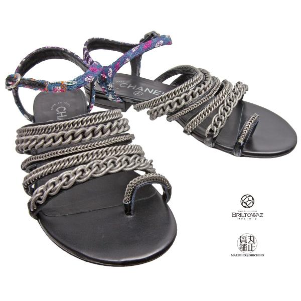 CHANEL (SALE)シャネル チェーン ストラップ フラットサンダル CHANEL (SALE)シャネル チェーン ストラップ フラットサンダル