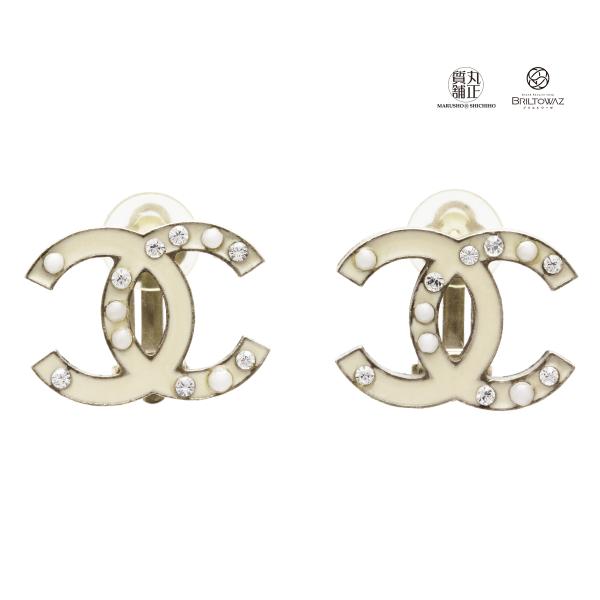 CHANEL シャネル ココマーク ラインストーン パール イヤリング 