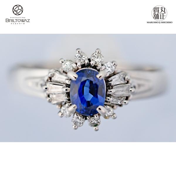 Pt900 サファイア ダイヤ リング S0.56ct D0.20ct 13号 ダイヤモンド