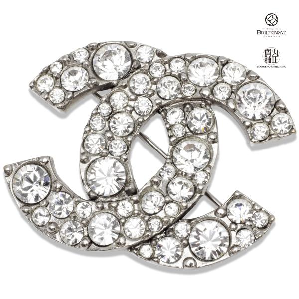 CHANEL シャネル ブローチ ココマーク ラインストーン シルバー CHANEL シャネル ブローチ ココマーク ラインストーン シルバー