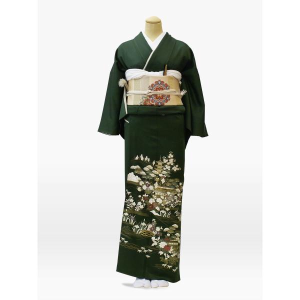 色留袖レンタル深緑色 グリーンの自然風景文様 4泊5日 小物セット付 送料無料 結婚式ブライダル着物母親ママ母叔母伯母 婚礼和装の貸衣装 Buyee 日本代购平台 产品购物网站大全 Buyee一站式代购