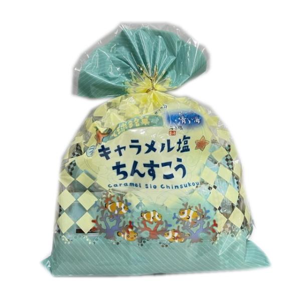 青い海　海水塩を使用したキャラメルちんすこう塩味です。名称：焼菓子（ちんすこう）原材料名：小麦粉(国内製造)、砂糖、調整ラード(豚脂、食用動物油脂)、キャラメルパウダー(キャラメルパウダー、デキストリン)、食塩/着色料(カラメル)、香料、ふ...