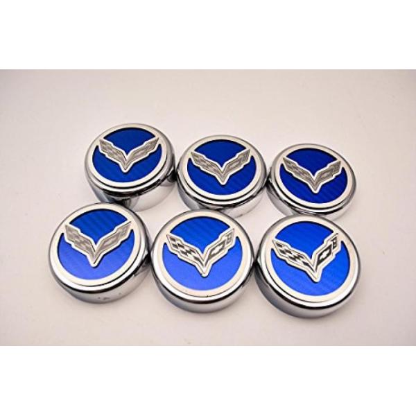 全国配送料無料 アメリカ車クラフト ブルー ブルー炭素繊維流体キャップ カバー セット 6 作品 コルベット国旗のエンブレム 海外正規流通品 Www Notunprithivi Com