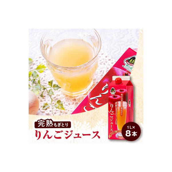 【完熟もぎとりりんご使用】　りんごジュース1000mlカートンパック8本