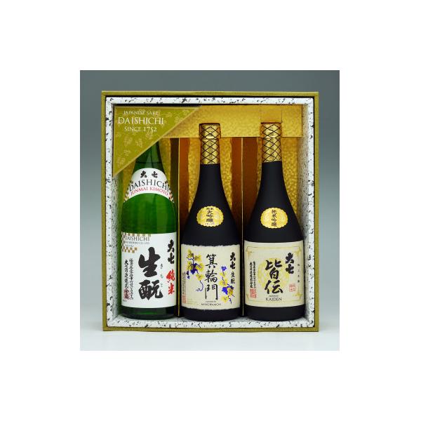 [大七生もと三昧]純米生もと、箕輪門、皆伝720ml各1本