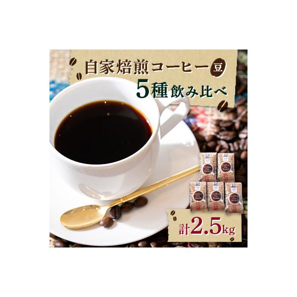 【自家焙煎珈琲豆】コーヒー豆5種類セット　500g×5袋　計2500g