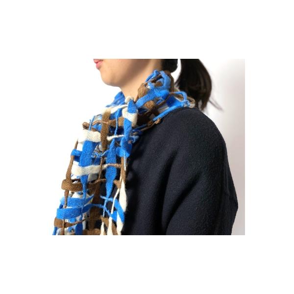 八王子市 ふるさと納税 東京 八王子 伝統工芸士が織り上げる世界に認められたウールストール ブルー ブラウン Sagaretxe Net