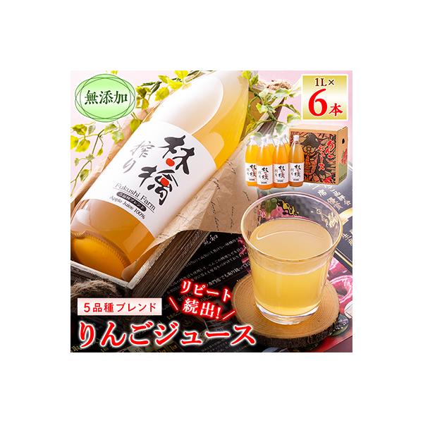 無添加5品種ブレンドりんごジュース　1L×6本