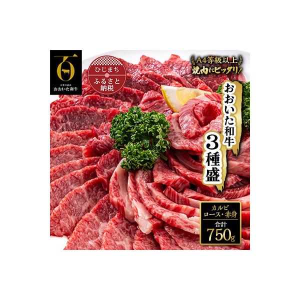 おおいた和牛 焼肉にピッタリ!牛肉の3種盛(カルビ・ロース・赤身)(合計750g)