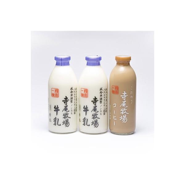 寺尾牧場のこだわり濃厚牛乳(ノンホモ牛乳)2本とコーヒー1本の合計3本セット(紀美野町)