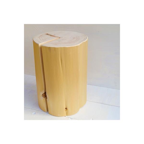 森の丸太スツール＜ヒノキ/磨き丸太仕上げ＞　オットマン 椅子　背割りあり　天然素材　LOGSTOOL
