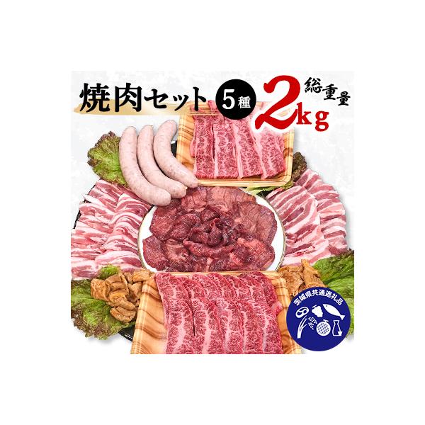 焼肉セット(茨城県産常陸牛カルビ行方市産美明豚バラフランク味付牛タン・ホルモン)【茨城県共通返礼品】