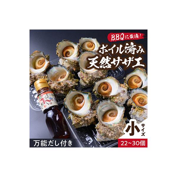 BBQにぴったり!天然サザエ　ボイル済み　1.6kg　小サイズ(22～30個)　※万能ダシ付き