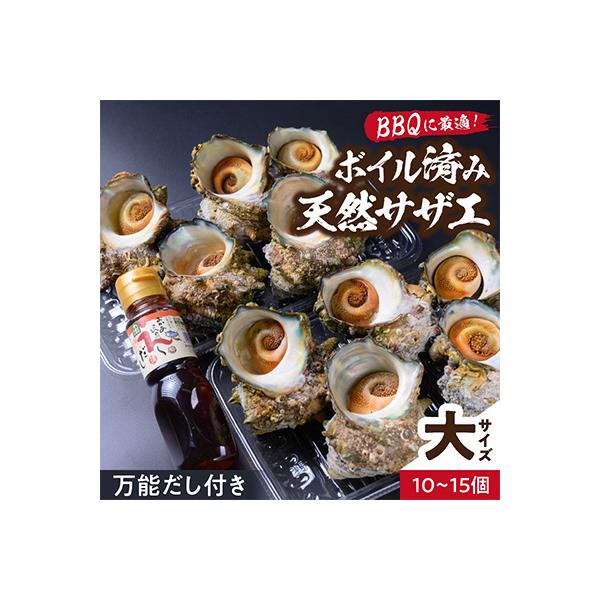 BBQにぴったり!天然サザエ　ボイル済み　1.6kg　大サイズ(10～15個)　※万能ダシ付き