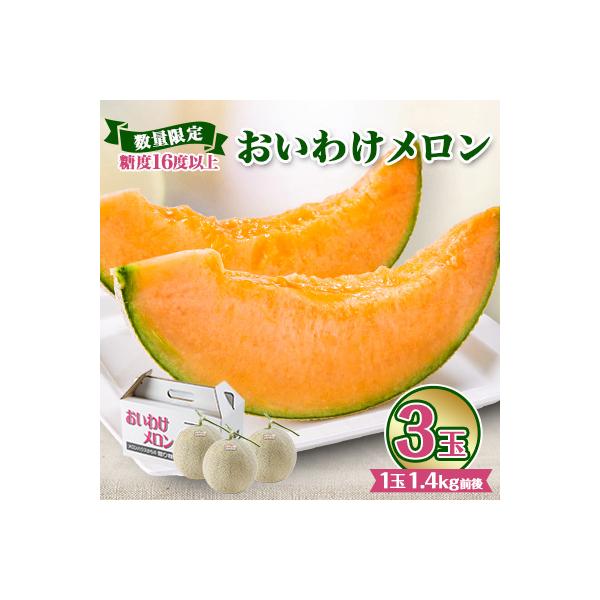 【2026年発送】おいわけメロンパック 糖度16度以上 1.4kg前後×3玉(数量限定)