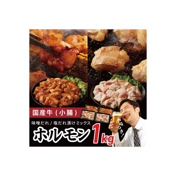 国産 牛肉 ホルモン 1kg 味付けMIX味噌/塩だれ 焼肉 小分け 250g×4