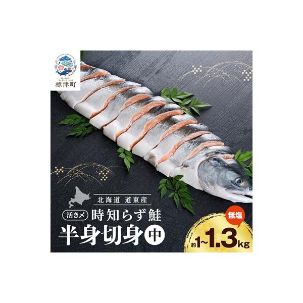 北海道道東産　活き〆時知らず鮭　半身切身(中)約1kg-1.3kg 小分け