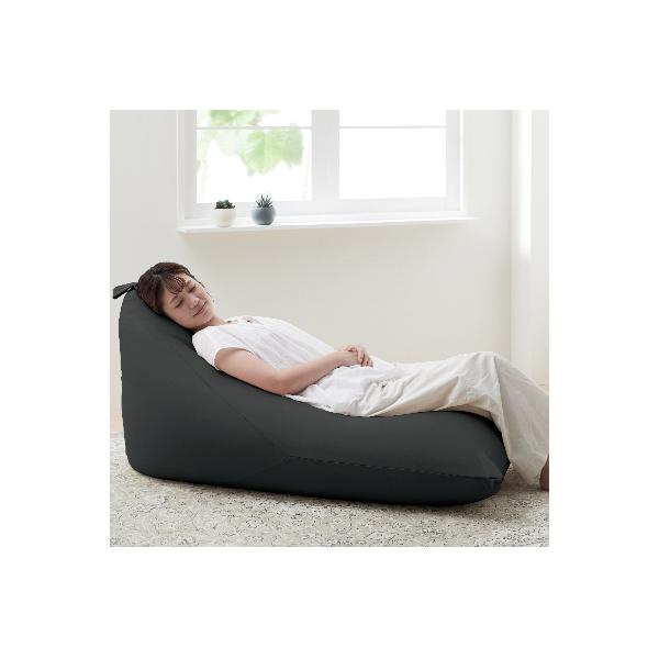 【ハナロロ】 ビーズクッション メガポトラ240リットル ニットカバー付(チャコールグレー)