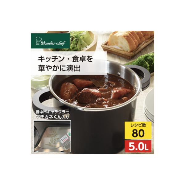 キッチン・食卓を華やかに演出　オースプラス両手圧力鍋 5L ブラック