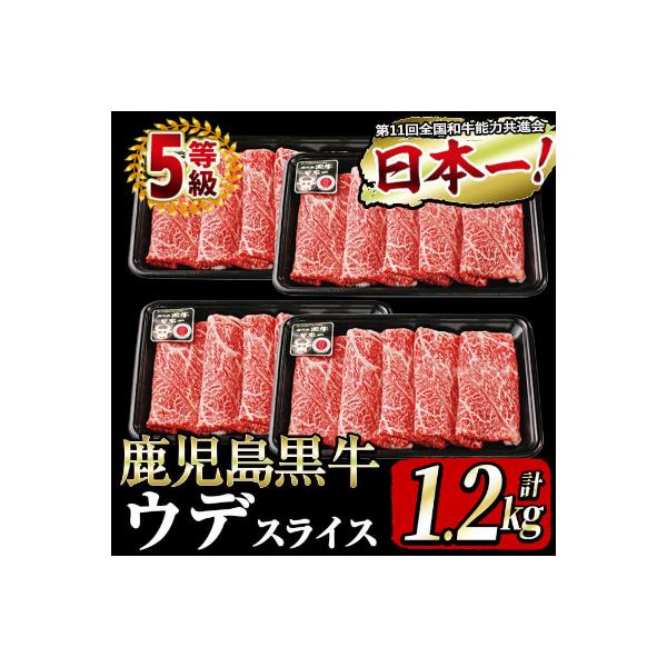 鹿児島黒牛ウデスライスセット1.2kg　b8-014