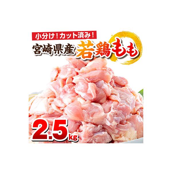 宮崎県産若鶏 もも肉 2.5kg(250g×10パック)※小分け・カット済・真空冷凍