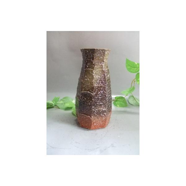 信楽焼 信楽窯 高橋楽斎 楽斎 面取 花器 花瓶 花入 116 信楽焼