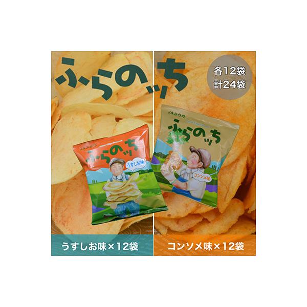 北海道ふらの産　ポテトチップス　ふらのっち【うすしお味・コンソメ味　各12袋】計24袋