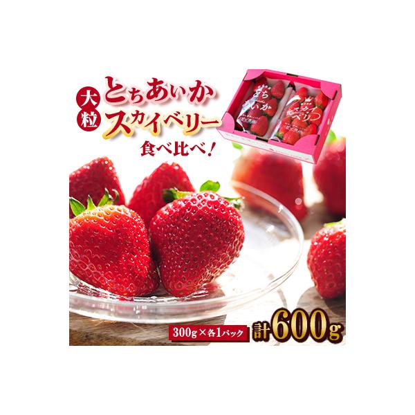 【春イチゴ】 食べ比べ!大粒『スカイベリー』、『とちあいか』300g×1パックずつ