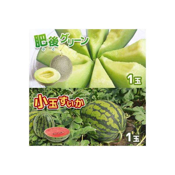 肥後グリーンメロン 1玉(約2kg)&小玉スイカ 1玉(約2kg)セット