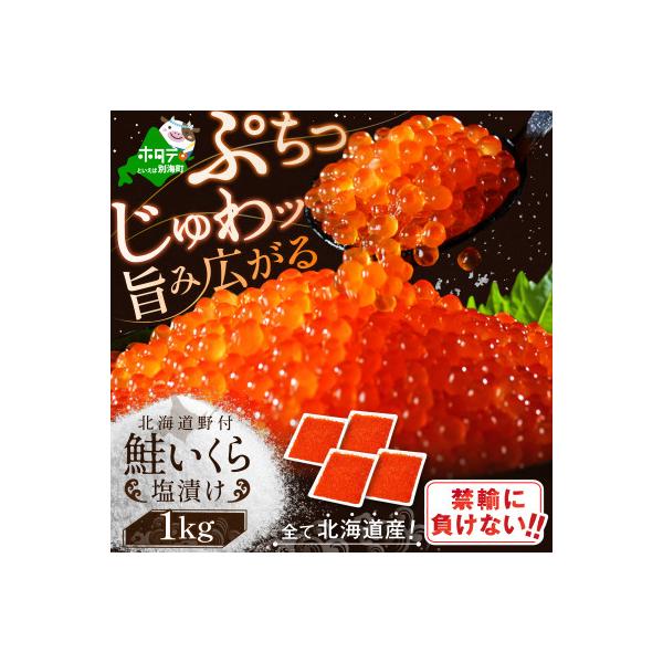 北海道産 鮭 いくら塩漬け 1kg  小分け(250g×4)贅沢 塩いくら丼 3杯分 海鮮丼に合う