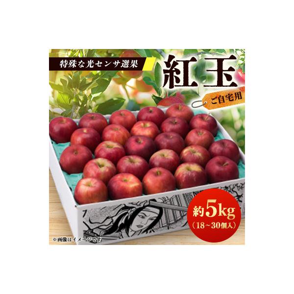 【ご自宅用　紅玉　令和8年9月下旬～発送】約5k(18～30個入)黒昇会DB箱入　特殊な光センサ選果