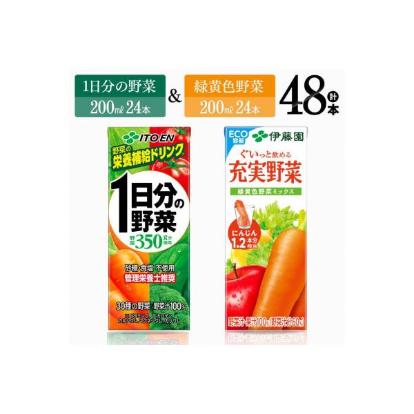 伊藤園1日分の野菜(紙)24本+伊藤園充実野菜緑黄色野菜ミックス(紙)24本(川南町)