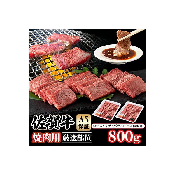佐賀牛A5焼肉用【厳選部位】(ロース肉・モモ肉・ウデ肉・バラ肉)800g(小城市)
